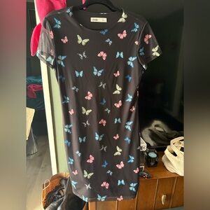 Elodie Black Dress with Multicolor Butterflies